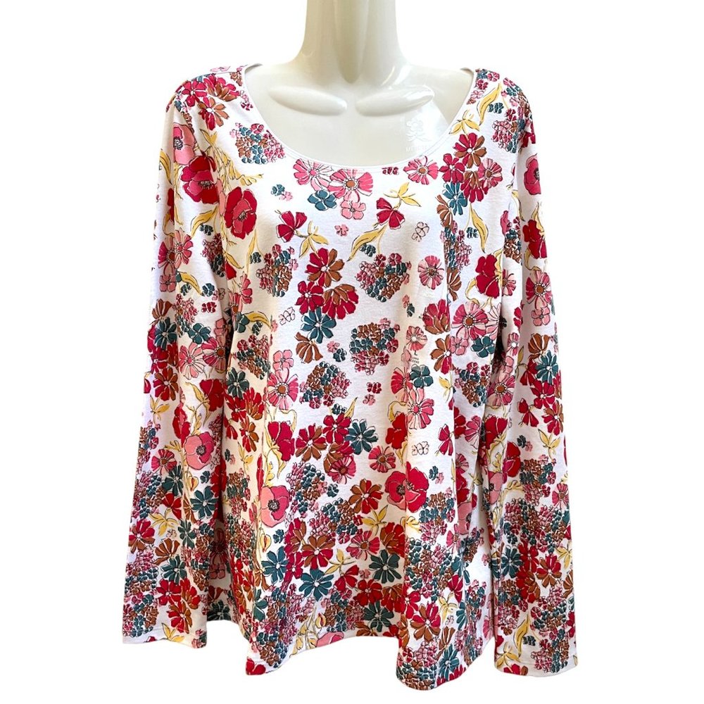 Karen Scott Women's Claudia Printed Top Raspberry Wine Large New